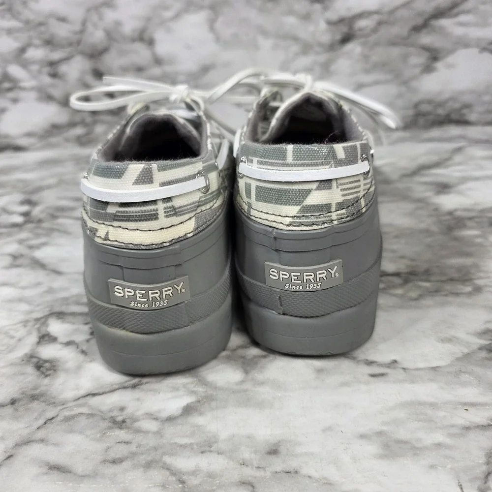 Sperry Top Sider Women's 9 Waterproof Gray Rubber Lace Up Duck Boot STS95030
